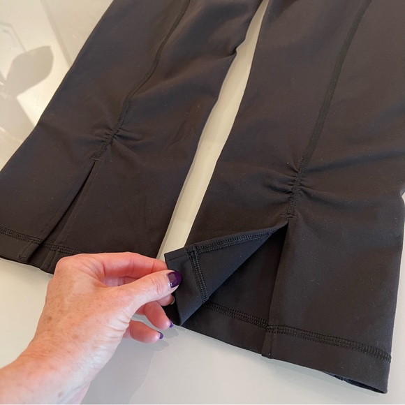LULULEMON | Black crop legging back ruched slit rare workout yoga legging pant - Picture 2 of 16